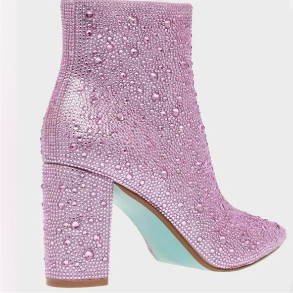 🦋🌙 BETSEY JOHNSON | Pink Rhinestone Ankle Booties - Picture 7 of 12